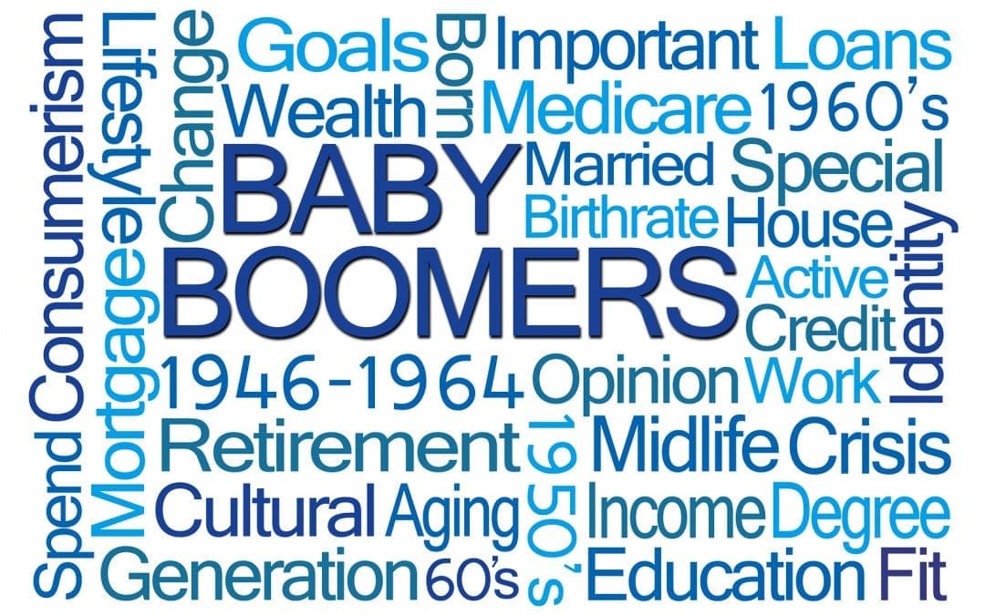 Baby Boomers Word Cloud on White Background